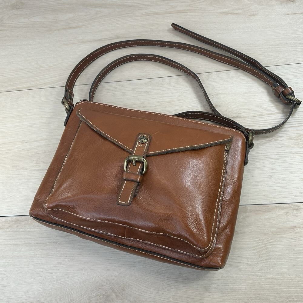 Patricia Nash Brown Leather Crossbody Shoulder Bag